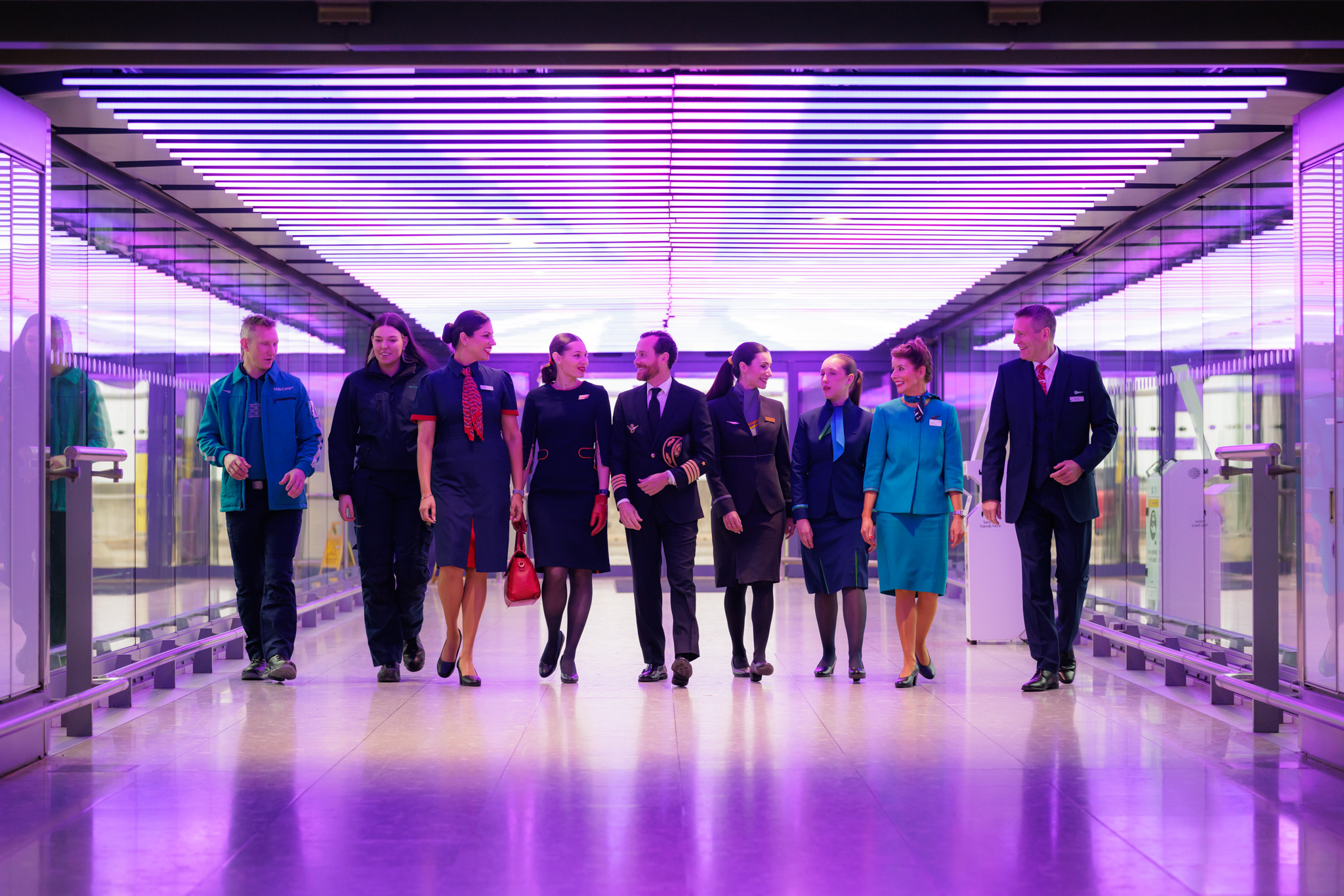 Staff of IAG airlines and IAG Cargo posing at Heathrow