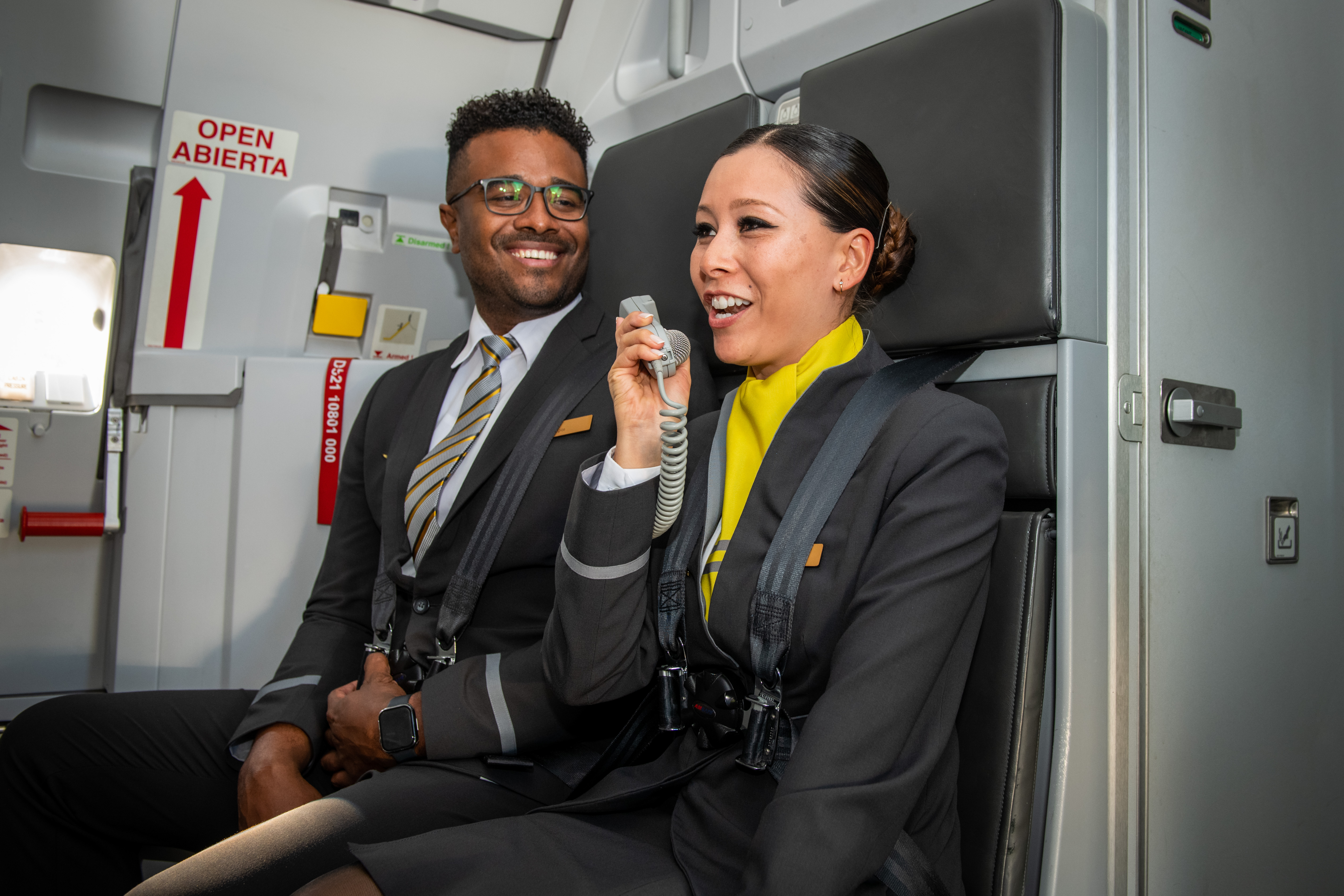 Vueling cabin crew on board plane 