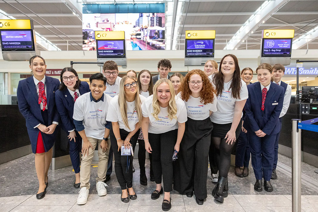 British Airways customer service apprentices posing