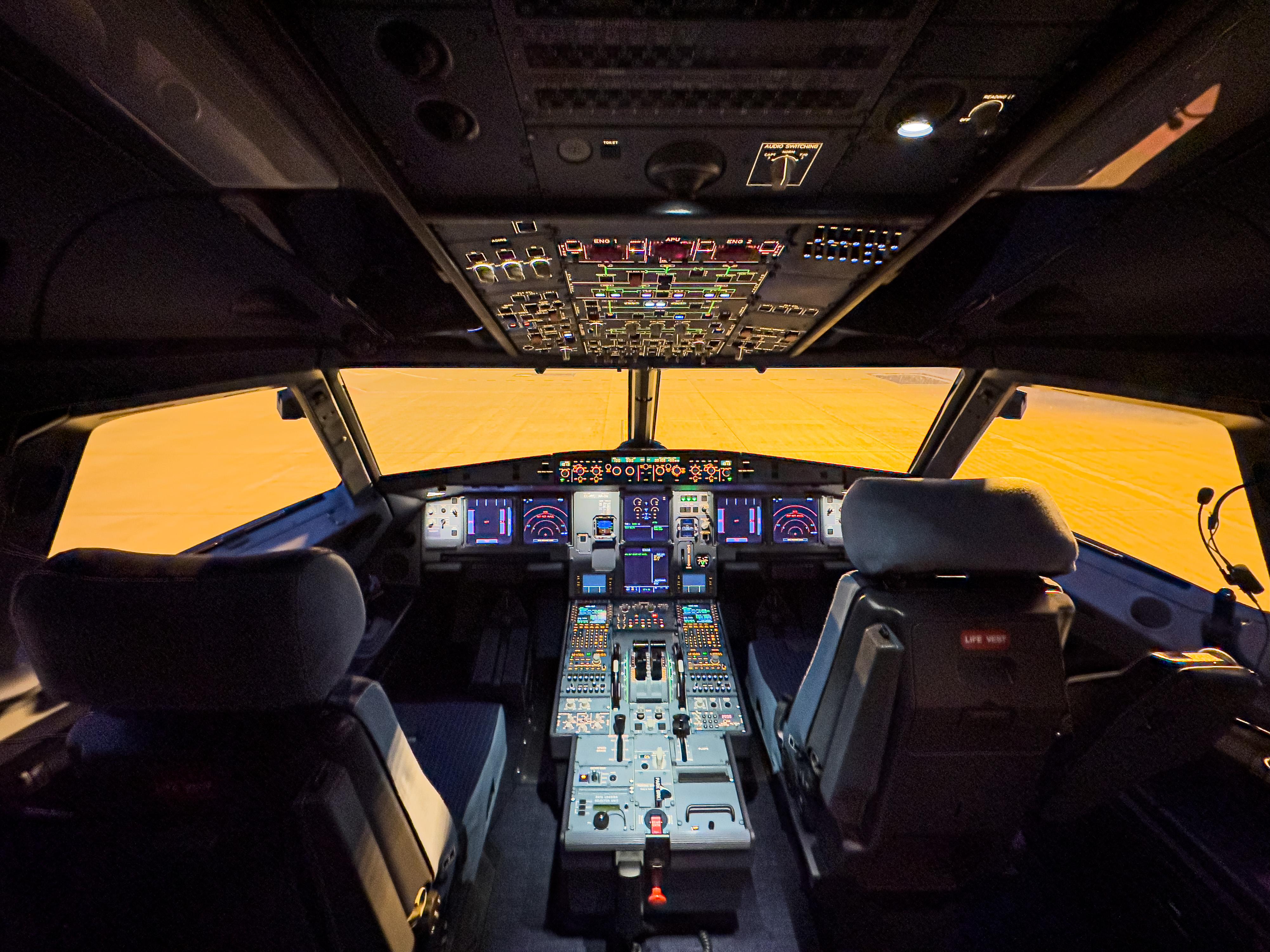 Cockpit of Vueling aircraft