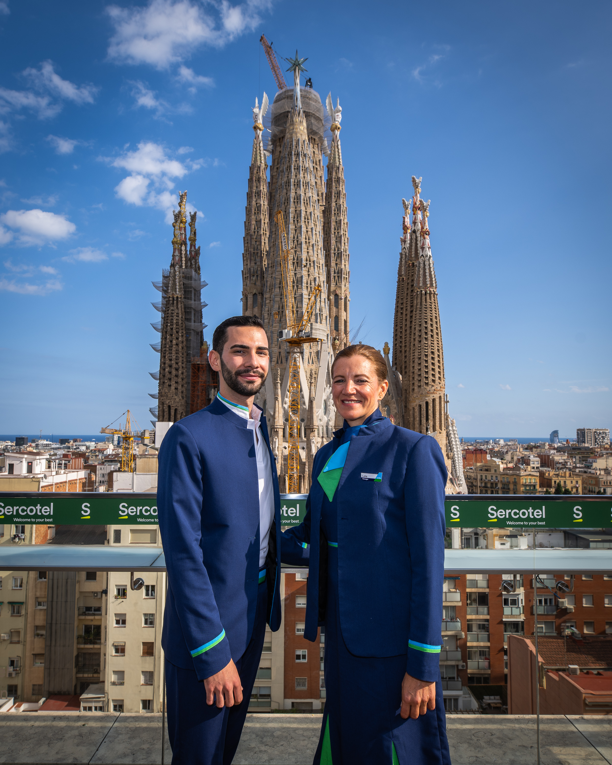 Members of LEVEL cabin crew posing in Barcelona 2