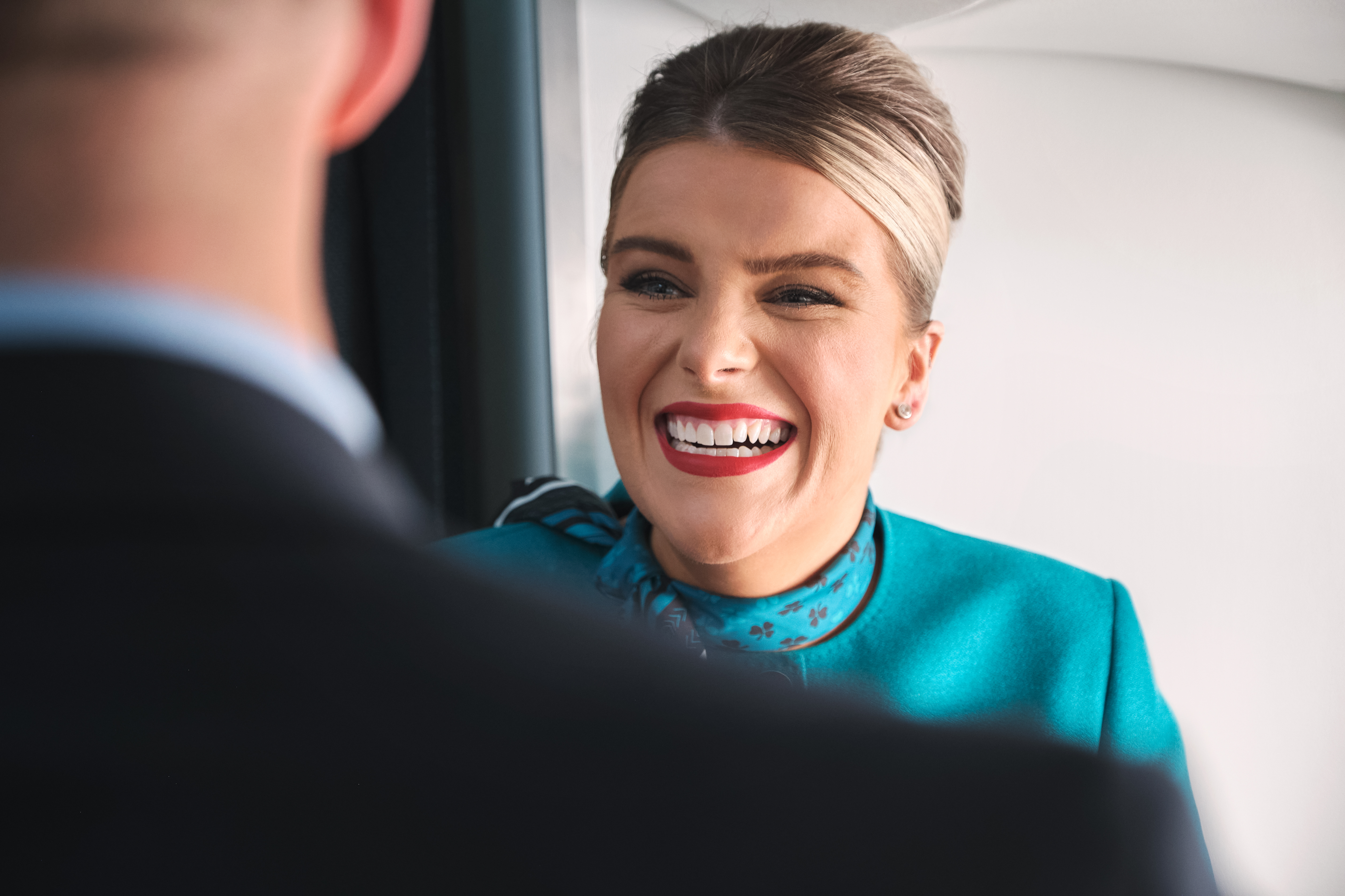 Aer Lingus female member of cabin crew