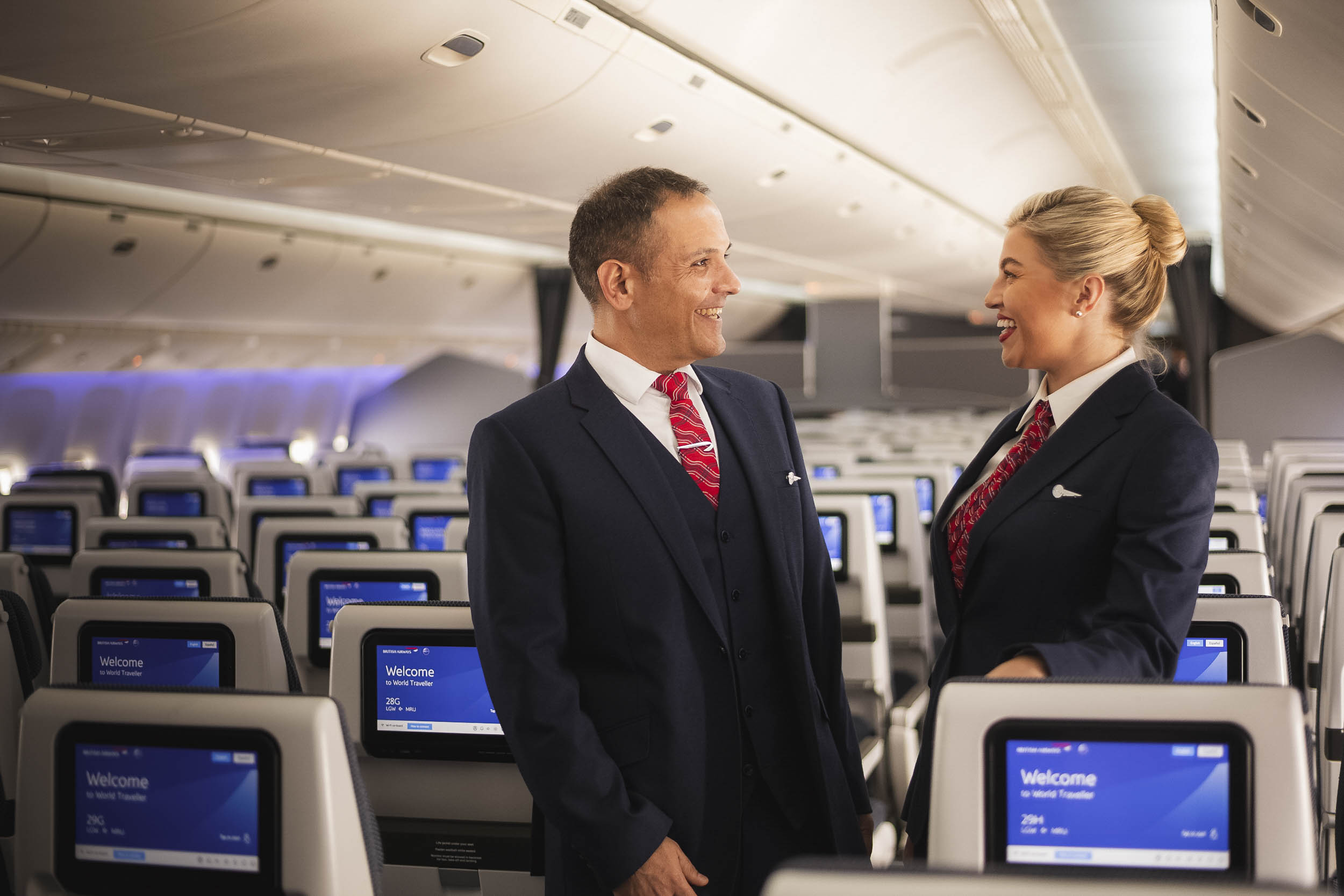 Two British Airways cabin crew members on board plane