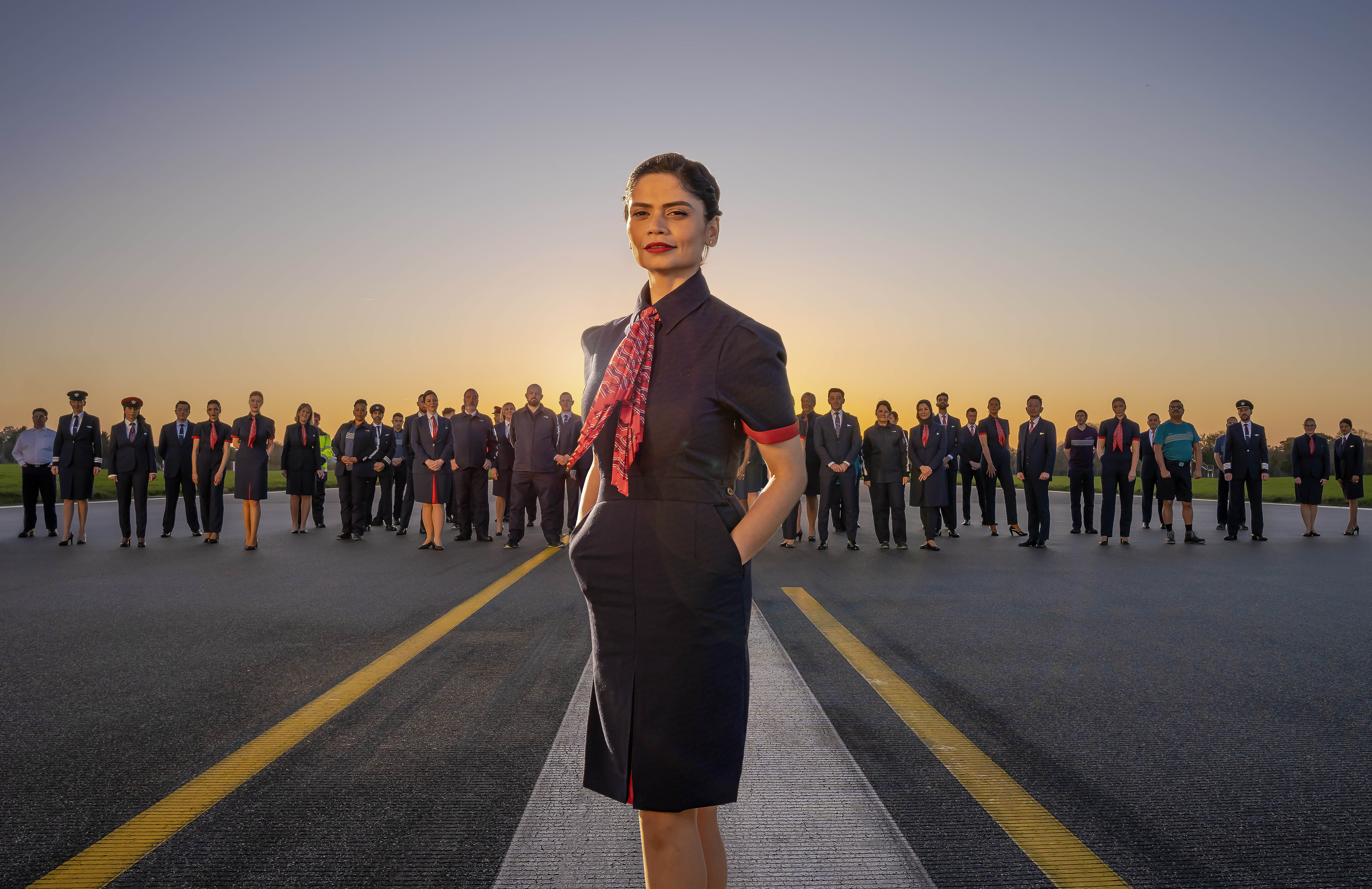 British Airways cabin crew posing